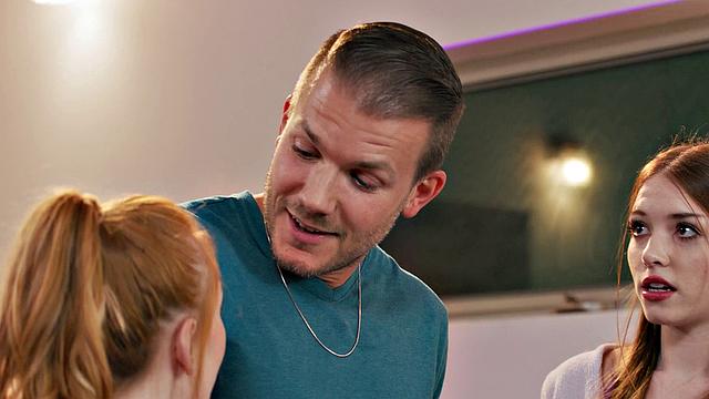 ADULT TIME - College Cuties Compete For Attention In FIRST THREESOME!