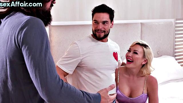 Cocksucking bisex babe in 3some with her BF