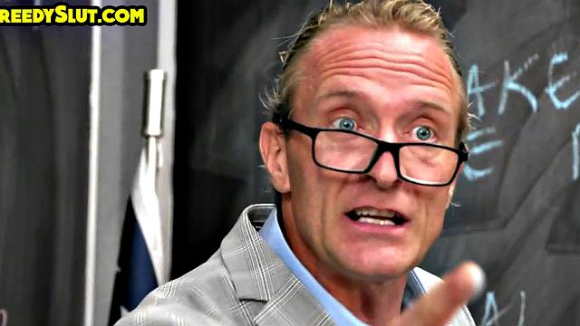 Greedy petite college babe in uniform drilled by teacher