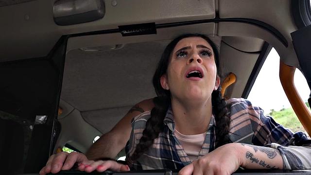 Cocksucking babe banged by cab driver in tight pussy