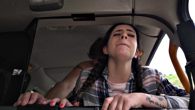 Cocksucking babe banged by cab driver in tight pussy