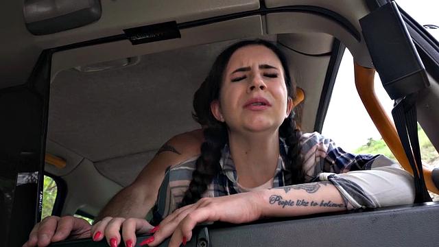 Cocksucking babe banged by cab driver in tight pussy