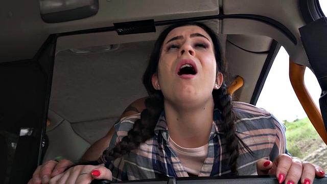 Cocksucking babe banged by cab driver in tight pussy