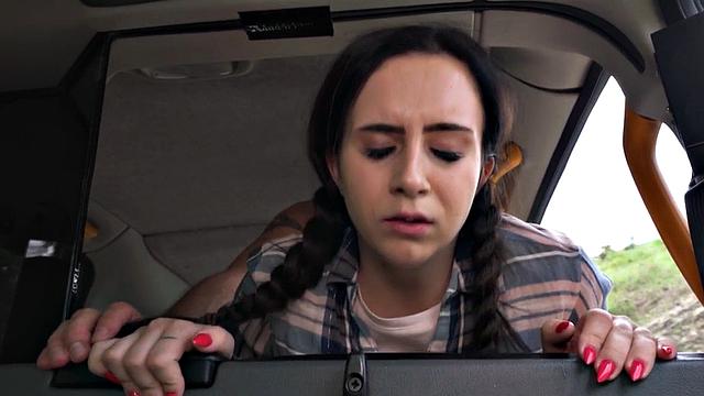 Cocksucking babe banged by cab driver in tight pussy