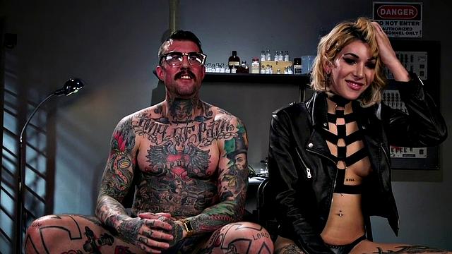 Gagging tattooed Tranny creampied by doctor