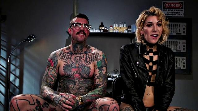 Gagging tattooed Tranny creampied by doctor