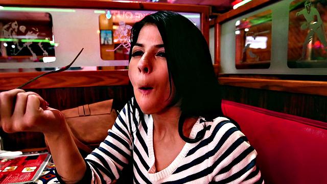 Brunette cutie in stockings gets her pussy and ass licked and fucked in a wild doggystyle frenzy