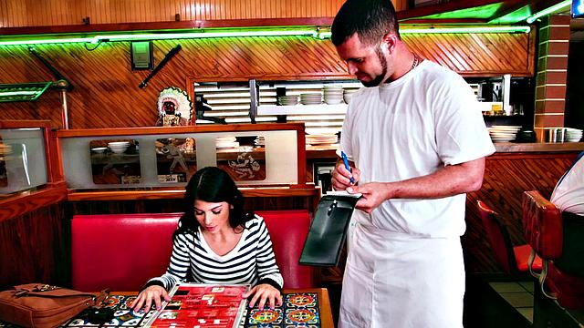 Brunette cutie in stockings gets her pussy and ass licked and fucked in a wild doggystyle frenzy