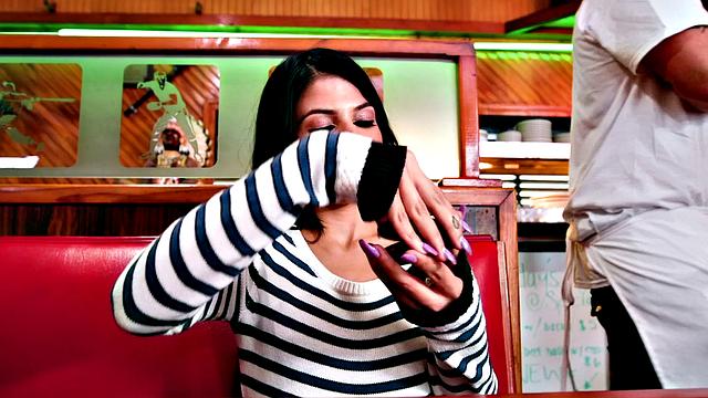 Brunette cutie in stockings gets her pussy and ass licked and fucked in a wild doggystyle frenzy