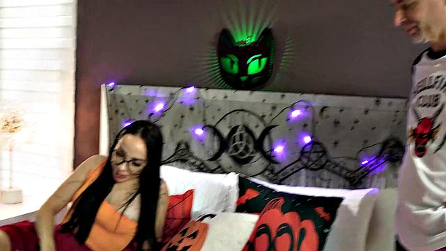 My Stepdaughter Gaby Ortega Gets Really Horny on Halloween - TabooHeat