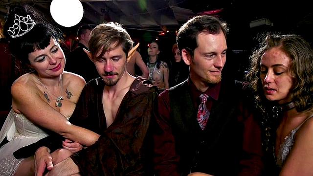 BDSM redhead drilled by maledom in erotic group