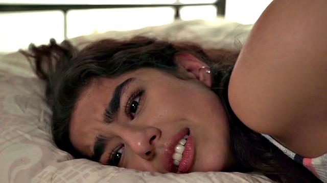 Busty babe fucked till shaking orgasm in 3some