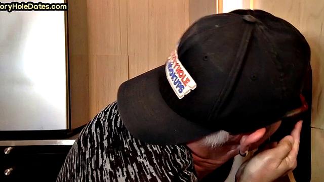 Gloryhole amateur DILF banged in asshole after sucking