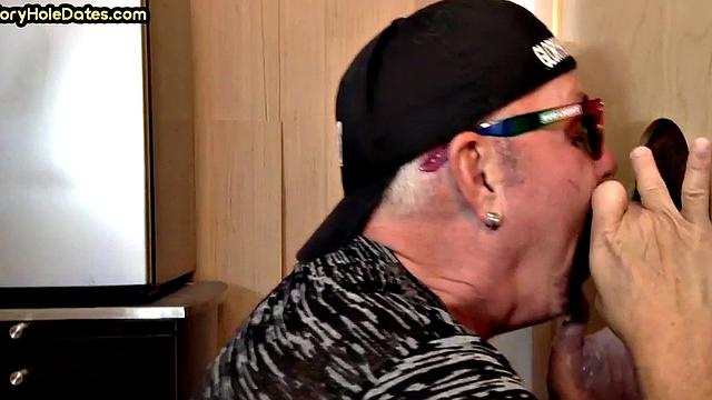 Gloryhole amateur DILF banged in asshole after sucking