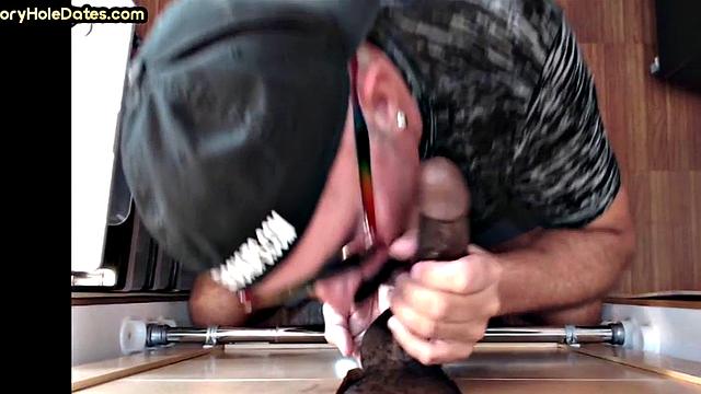 Gloryhole amateur DILF banged in asshole after sucking