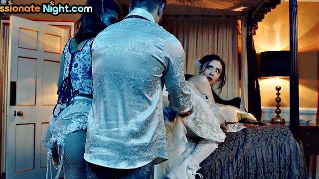 Three-way cocksucking babes drenched after pounding