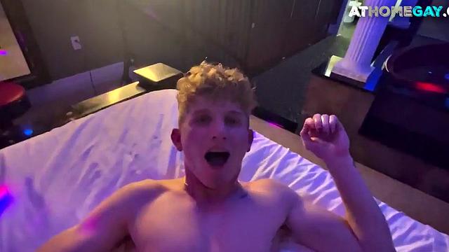 Home stud with tattoos fucks boyfriend's asshole in bathroom