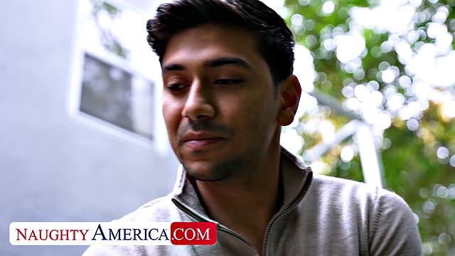 Busty blonde Andie Anderson gets her husband's approval to fuck neighbor's big cock