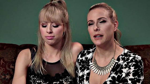 bound busty babe dominated anally in threesome before bj