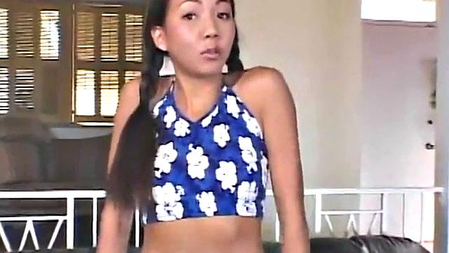 Cute asian teen fucking older cock