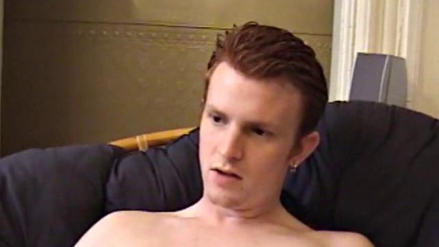 After stripping naked, Miles' uncut cock grows in his hands as he plays with it. Stroking with determination and edging, he blows his cum load onto his tummy.