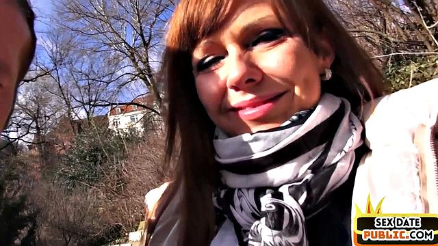German public MILF in stockings 3some fucked in outdoor