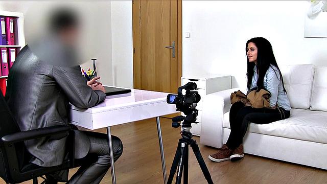 Brunette hottie with raven hair goes wild with wild sex and doggystyle