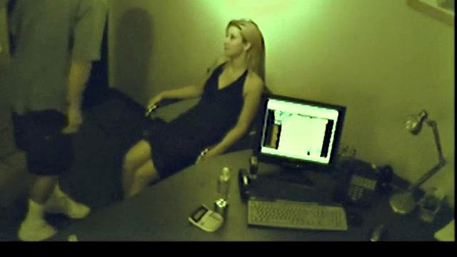 Foot fetish teen pleasures cock in office