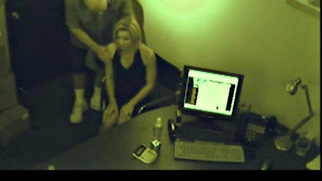 Foot fetish teen pleasures cock in office