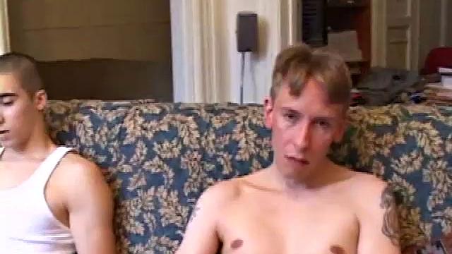 Levi throws in a porn video and the boys settle into the couch.