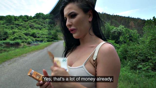 Picked up busty babe riding cock POV before deepthroating