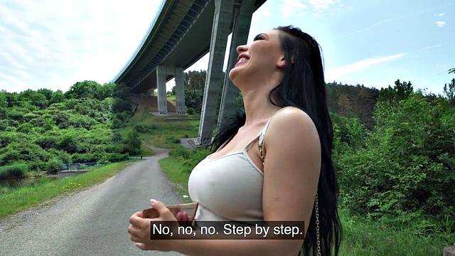 Picked up busty babe riding cock POV before deepthroating