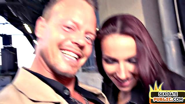 German busty babe on sex date fucked outdoors