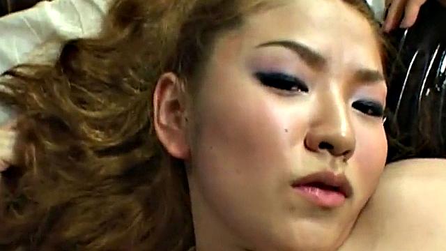 Busty Japanese babe creampied in trio