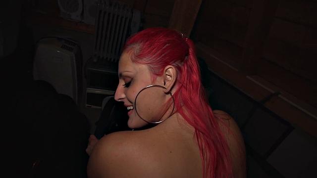 Public nympho redhead fucked in pussy in missionary