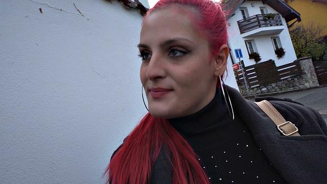 Public nympho redhead fucked in pussy in missionary