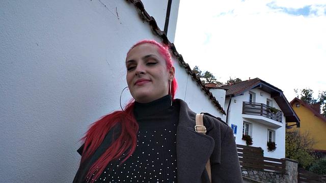 Public nympho redhead fucked in pussy in missionary