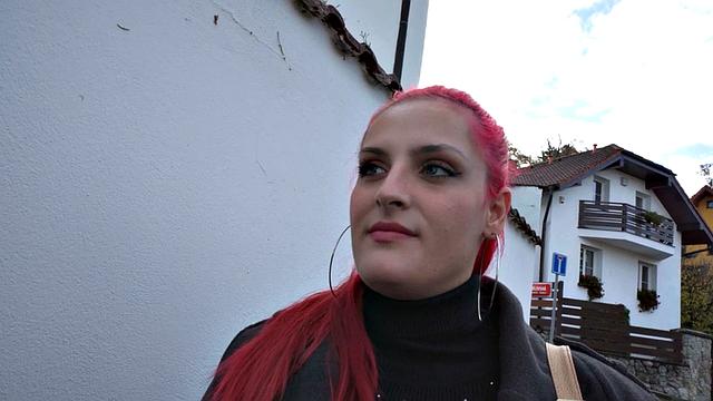 Public nympho redhead fucked in pussy in missionary