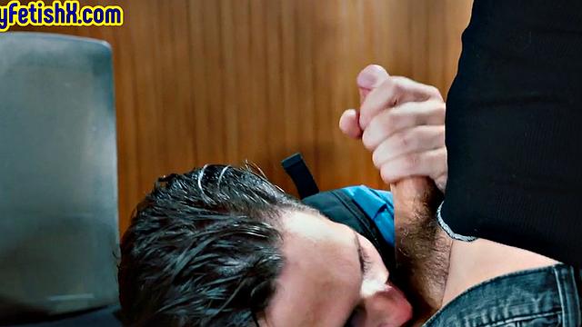 Fisting police officer inspects asshole with hand