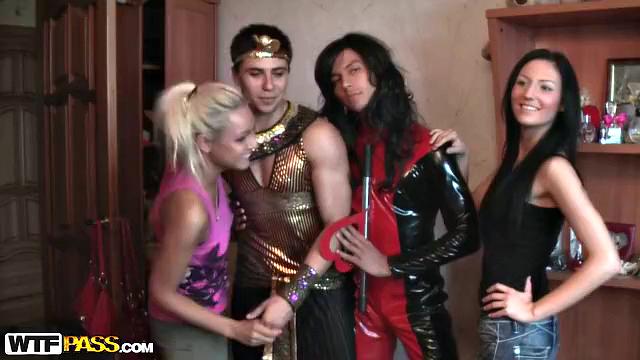 Blonde party girl in couple porn
