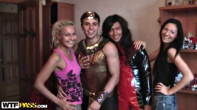 Blonde party girl in couple porn