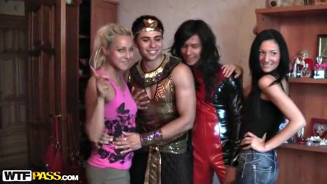 Blonde party girl in couple porn