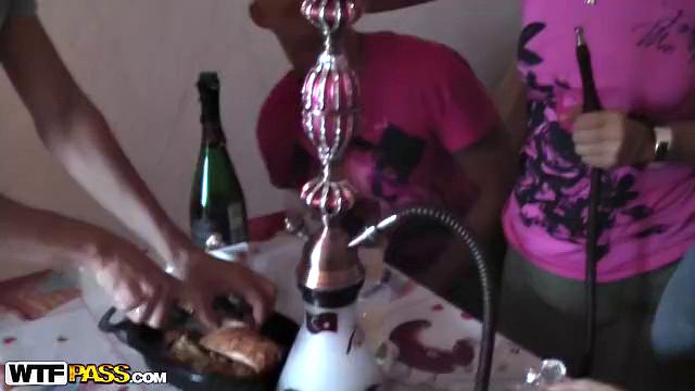 Blonde party girl in couple porn