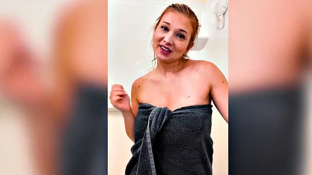 Busty showering babe masturbating solo in video for boyfriend