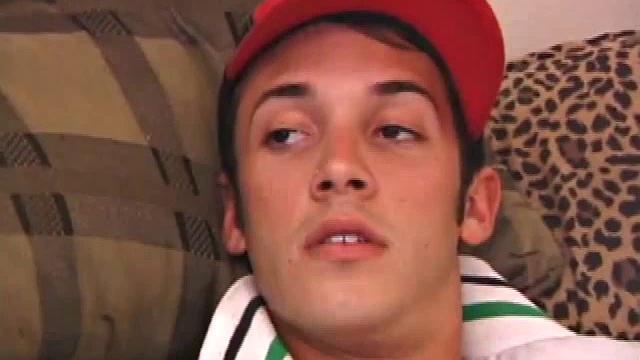 Bryce is alone and horny, so he puts in a porn video and begins stroking his meat. After getting naked, he shows us his ass and lubes up a ribbed anal sex toy. Bryce works his ass with it and is soon busting his nut and licking up the cum.