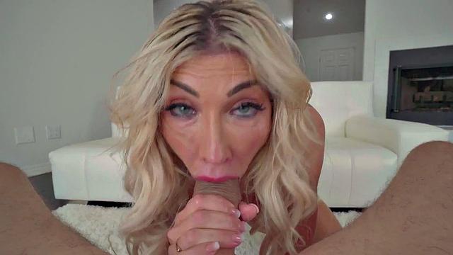 Blondie MILF deepthroating in POV