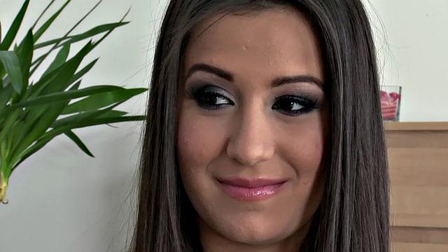 Naughty Shorts enjoys a hot reverse cowgirl ride with kissing, anal fingering, and cumshot on her small tits