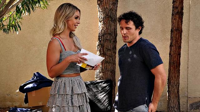 Madelyn Monroe fucks neighbor to get work taken care of