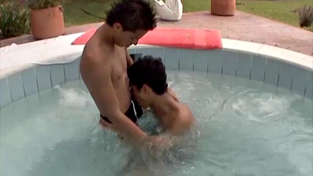 Alfredo is in the pool with William and he wants to fuck that boy so bad he can taste it. He makes his move and soon the two Latin twinks are out of their suits and sucking uncut cock.