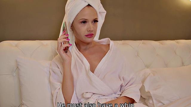 Blonde MILF with long hair gets her trimmed pussy drilled in living room